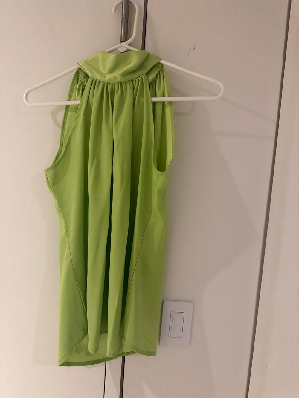 Sleeveless High-Neck Lime Green Blouse